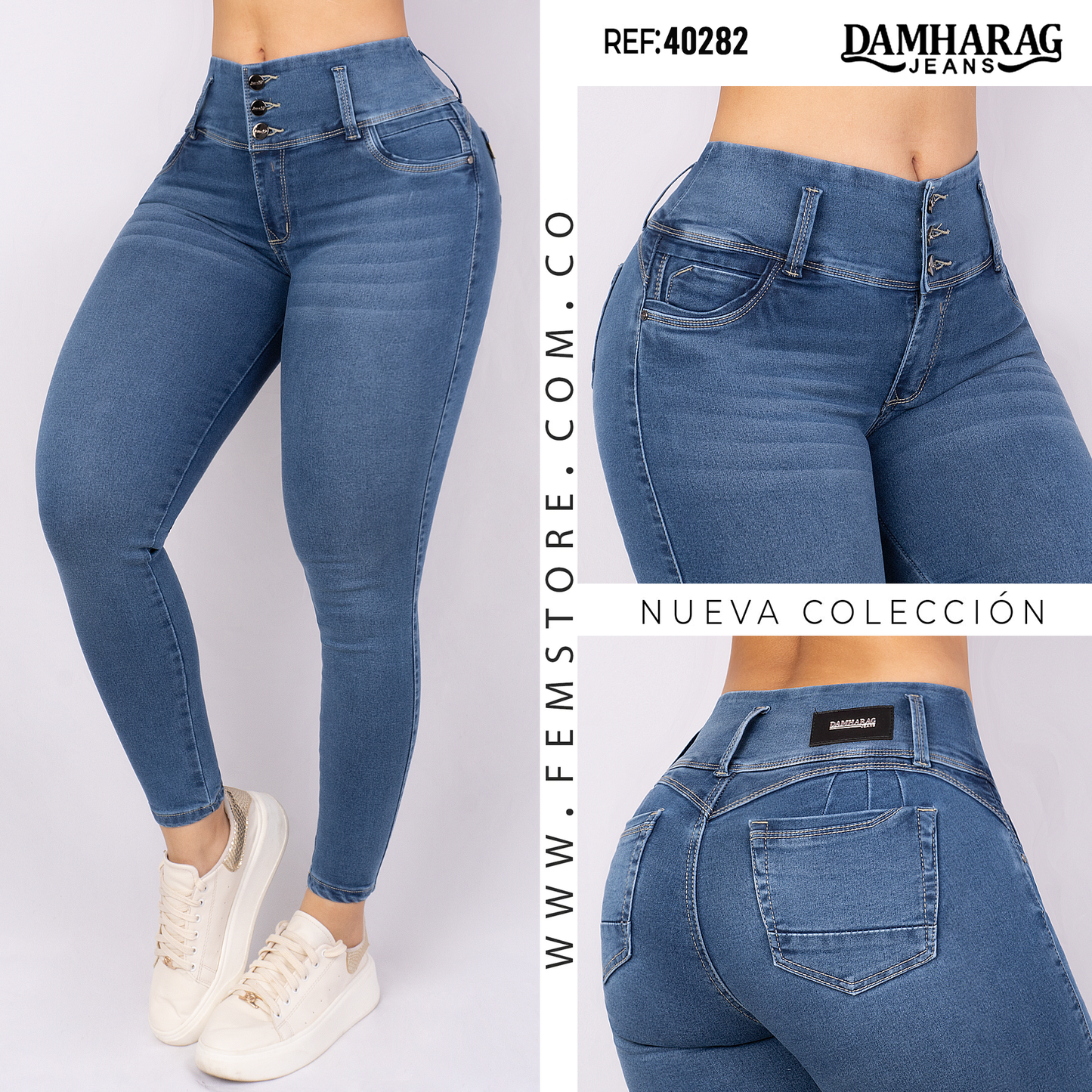 JEANS SKINNY LEVANTA COLA 40282