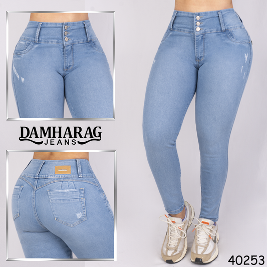 JEANS SKINNY LEVANTA COLA 40253