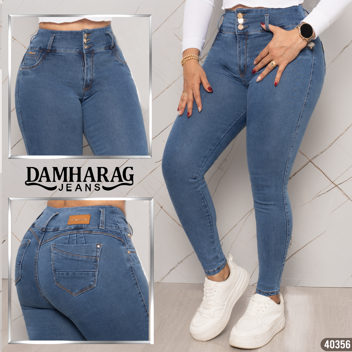 JEANS SKINNY LEVANTA COLA 40356