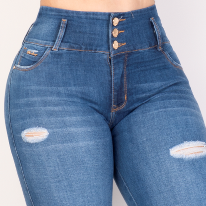 JEANS SKINNY LEVANTA COLA 40357