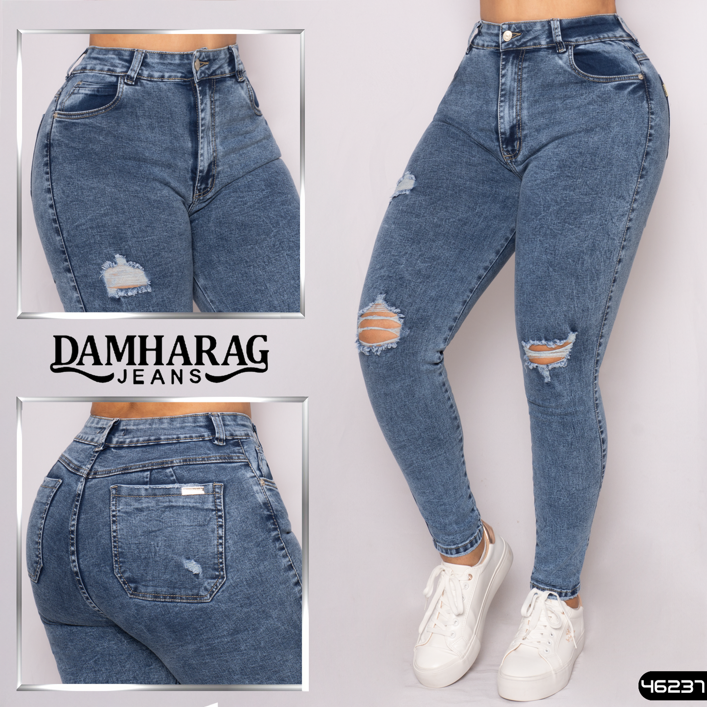 JEANS SKINNY LEVANTA COLA 46237